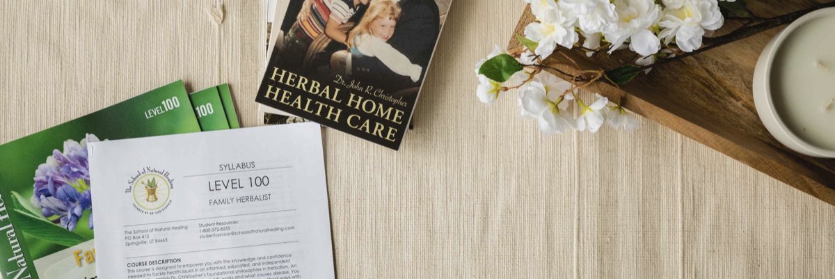 The Herbal Home Health Care book and the Level 100 Family Herbalist syllabus